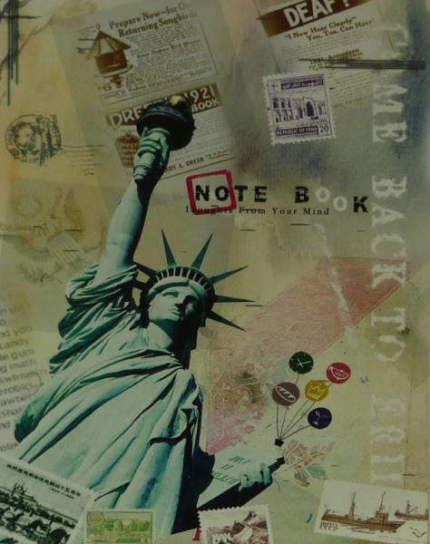 NY Postcard - 35cm x 28cm - 24mm Thick Wooden Base