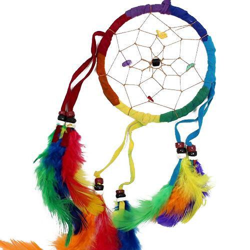 6x Bali Dreamcatchers - Medium Round - Rainbow