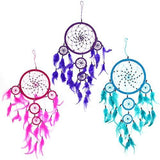 3x Bali Dreamcatchers - Large Round - Turq-Pink-Purp