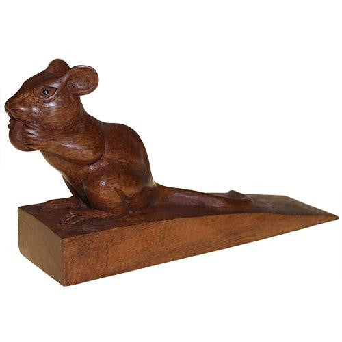 Handcarved Wooden Door-Stop - Door Mouse