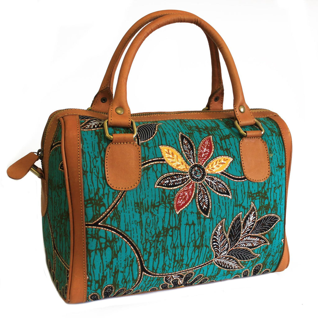 Batik & Leather Bag - Executive Bag - Teal