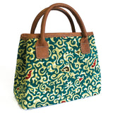 Batik & Leather Bag - City Bag - Teal