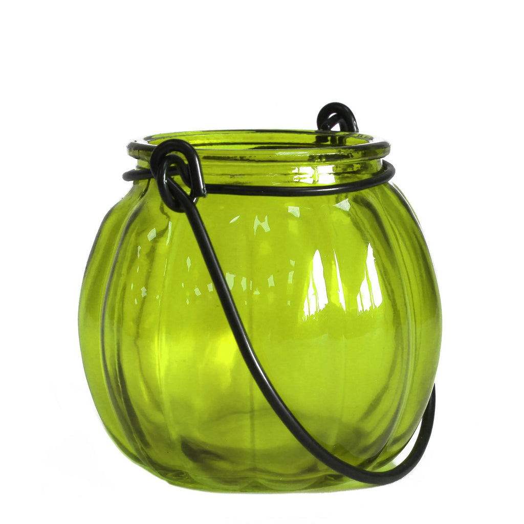 Recycled Pumpkin Candle Lantern - Moss