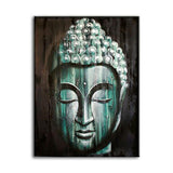 Wood Buddha Green  - Painting