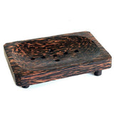 Coco Wood Soap Dish - Simple Raised Square With Drain