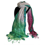 Linen D?cor Scarf - Green Brown Lilac