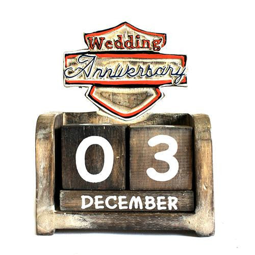 Day to Remember Calender - Wedding Anniversary - carved sign