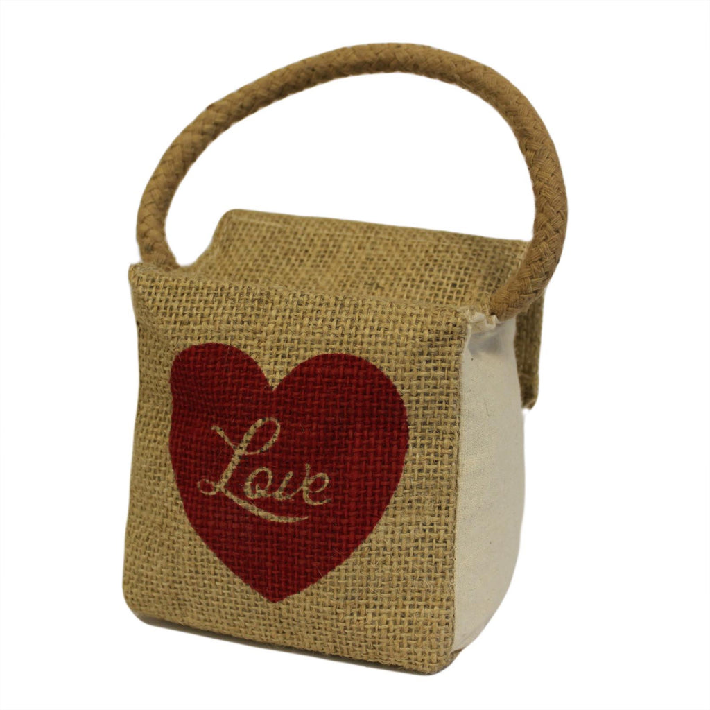 Sm Sq Cotton & Jute Door Stop - Heart Love