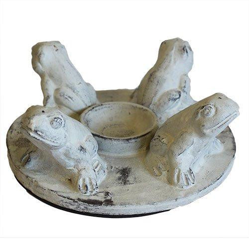 Antique  Frogs Candle Holder - White