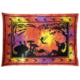 Red - Orange Fairy Under Tree Bedspread - Wall Art