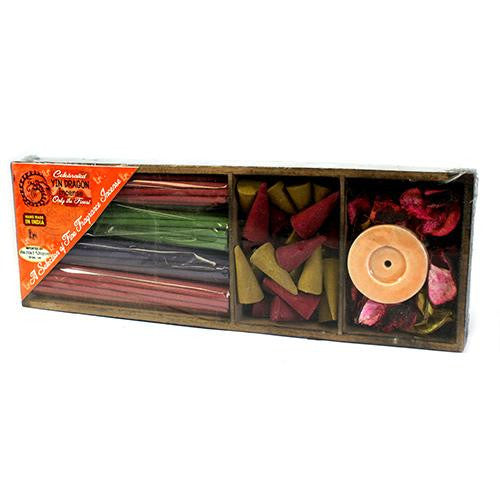 Long Box Sticks, Cones & Holder - Gift Incense Pack