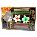 Lrg Box Sticks, Cones, Candles & Holder  - Gift Incense Pack