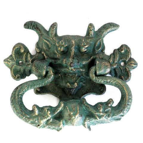 Cast Iron Knocker - Demon - Verdigris