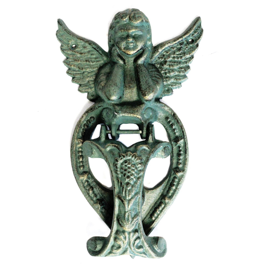 Cast Iron Knocker - Angel - Verdigris