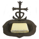 Cast Iron Soap Dish - Heart & Cross - Natural