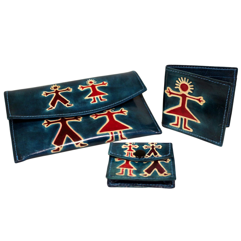 Leather Purse Set - Boy & Girl - Teal