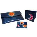 Leather Purse Purse Set - Sun & Moon - Teal