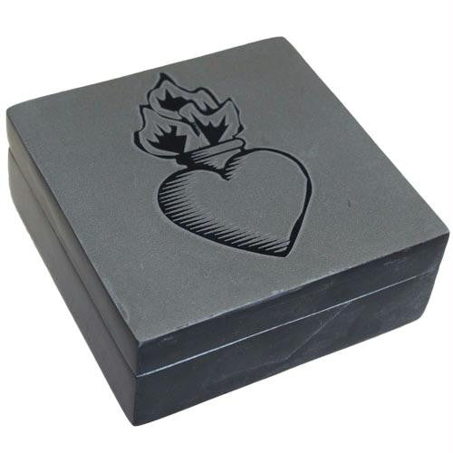 Lucky Stone Box - Flaming Heart