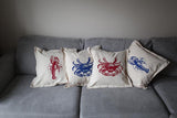 Nautical Cushion Covers - Shellfish Blue-Red