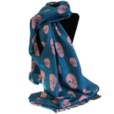 Unisex Rich Kid Skull Scarf - Teal & Pink