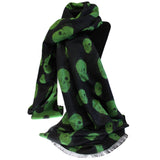 Unisex Rich Kid Skull Scarf - Black & Green