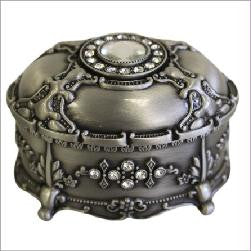 Jewellery Casket - Oval with Crystals