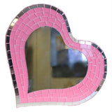 Mosaic  - Lrg Pink Heart Mirror- Pink