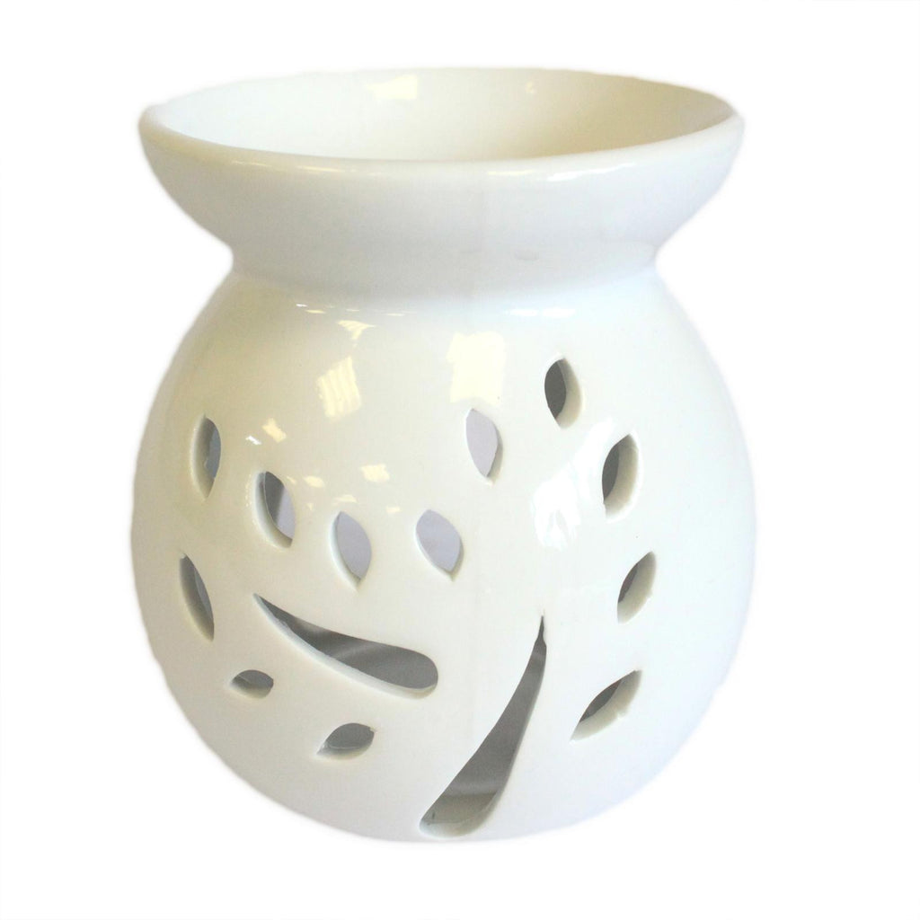 Lrg Classic White Oil Burner - Tree Cut-out