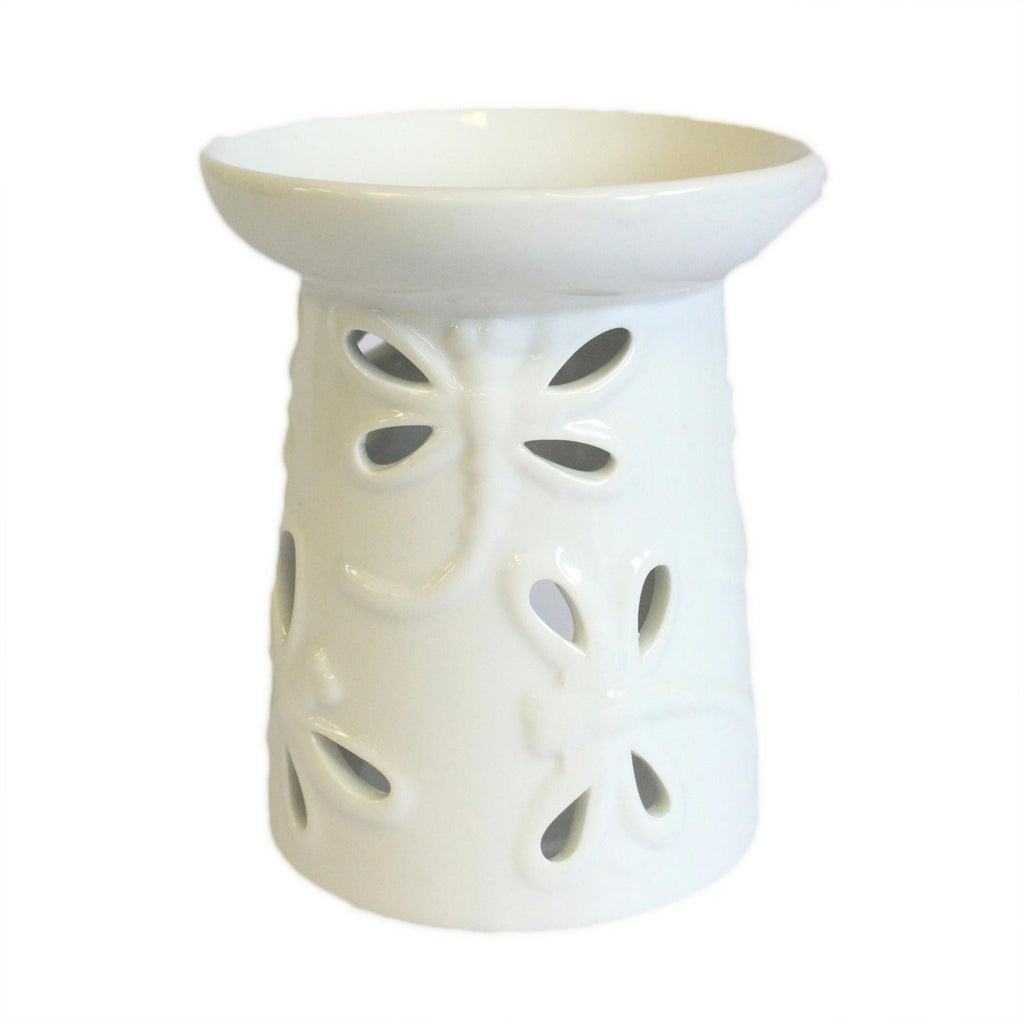 Large Classic White Oil Burner - Dragonfly