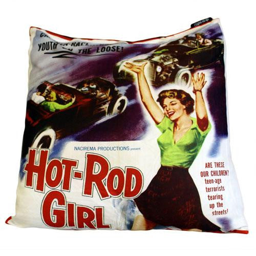 Retro Cinema Cushion Cover - Hot Rod Girl