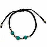 Blk Waxed Turquoise & Silver Bracelet D2