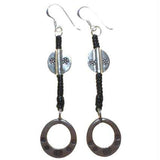 Black Waxed & Silver Ring Earring