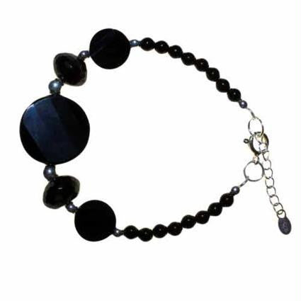 Lrg Black Stone & Silver Bracelet