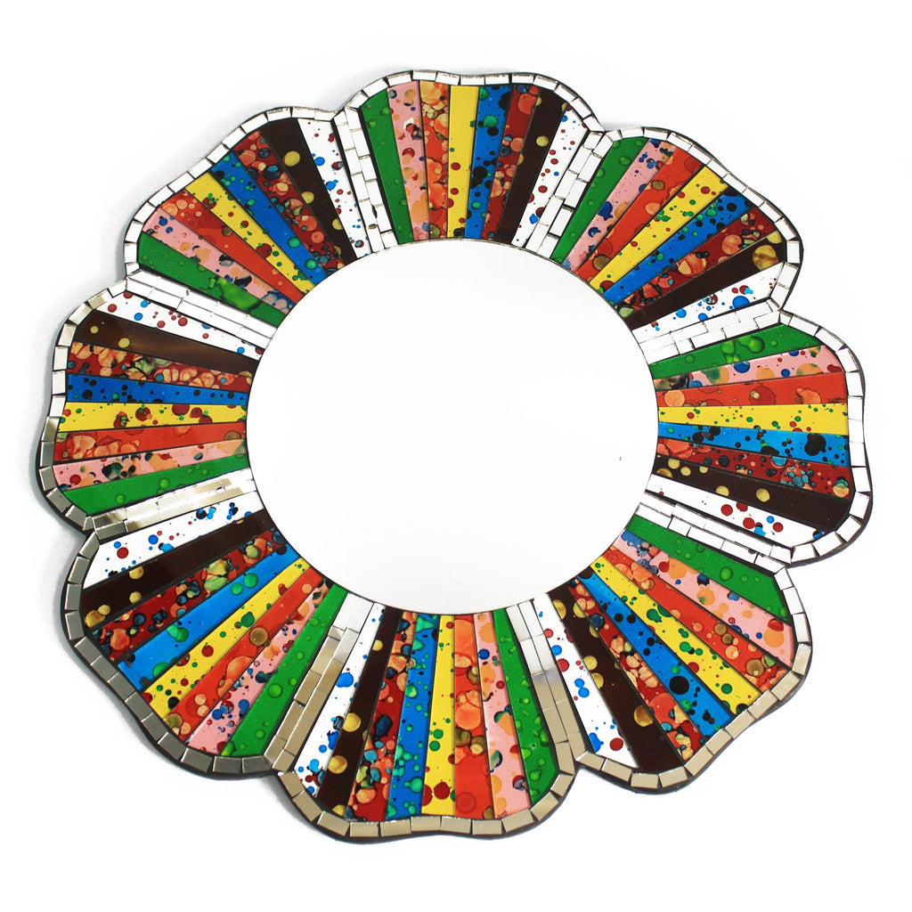 2x Rainbow Mosaic Mirror - 40cm