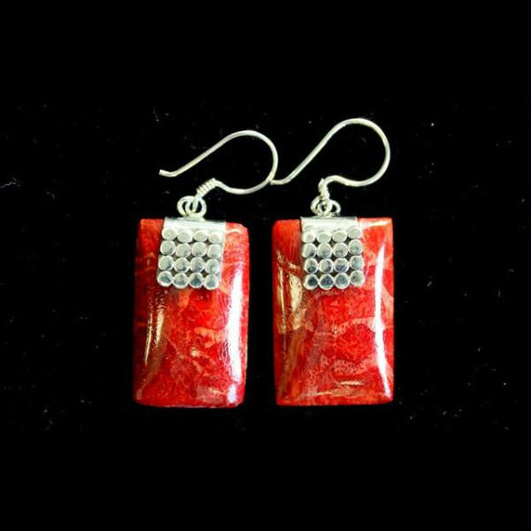 SQ Mini Disc Coral Earrings