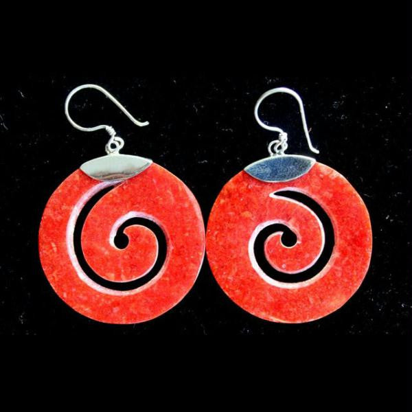 Scroll Design Coral Earrings