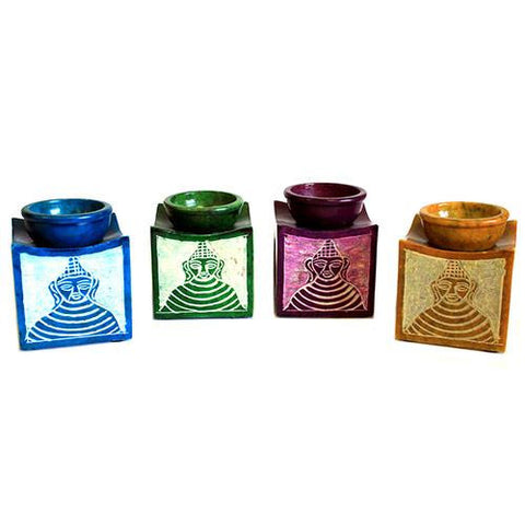 Square Oil Buddah Burner - 4 Assorted Colours