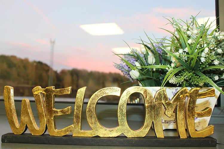 Standing Wooden Words - Welcome - Gold