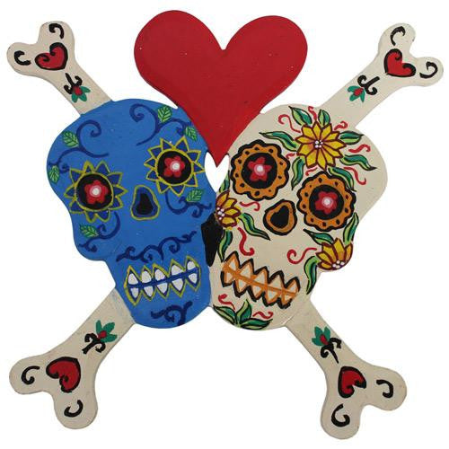 Floral Skull Bones Heart Red - Ivory