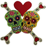 Floral Skull Bones Heart Green - Yellow