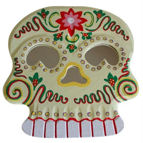 Floral Skull Mirror - Cream