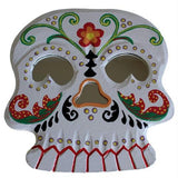 Floral Skull Mirror - White