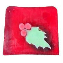 Christmas Holly Leaf  Soap - 115g Slice