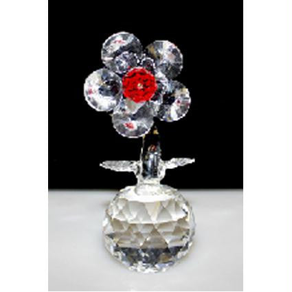 Single Crystal Flower on Crystal (Red)