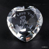 I Love You Mum & Rose Clear Crystal Heart