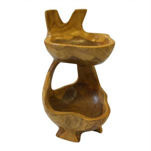 Teak Root - 2-bowl Standing Basket