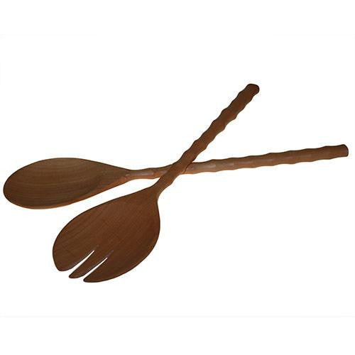 Salad Servers - Long Handle - Mahogany