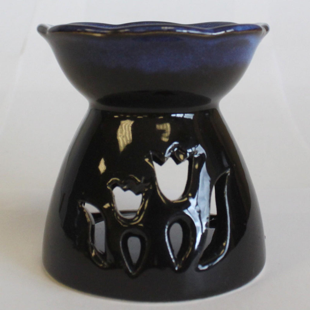 Tulip Design Oil Burner - Black & Blue